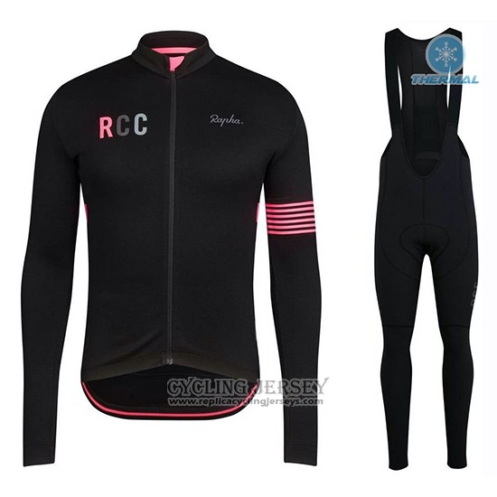 2019 Cycling Jersey Rapha Black Pink Long Sleeve And Bib Tight